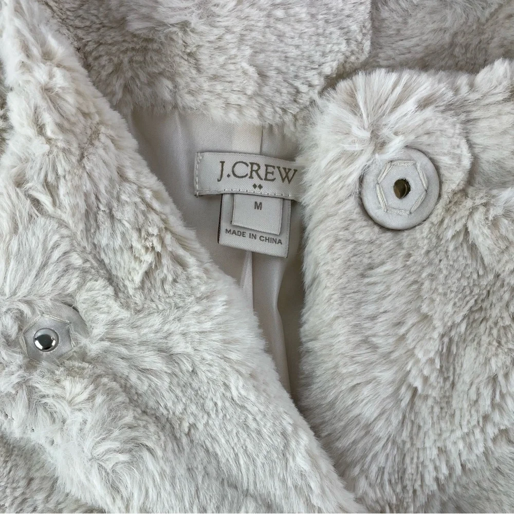 J. Crew Faux Fur Teddy Bear Coat White Size Medium - Picture 6 of 11
